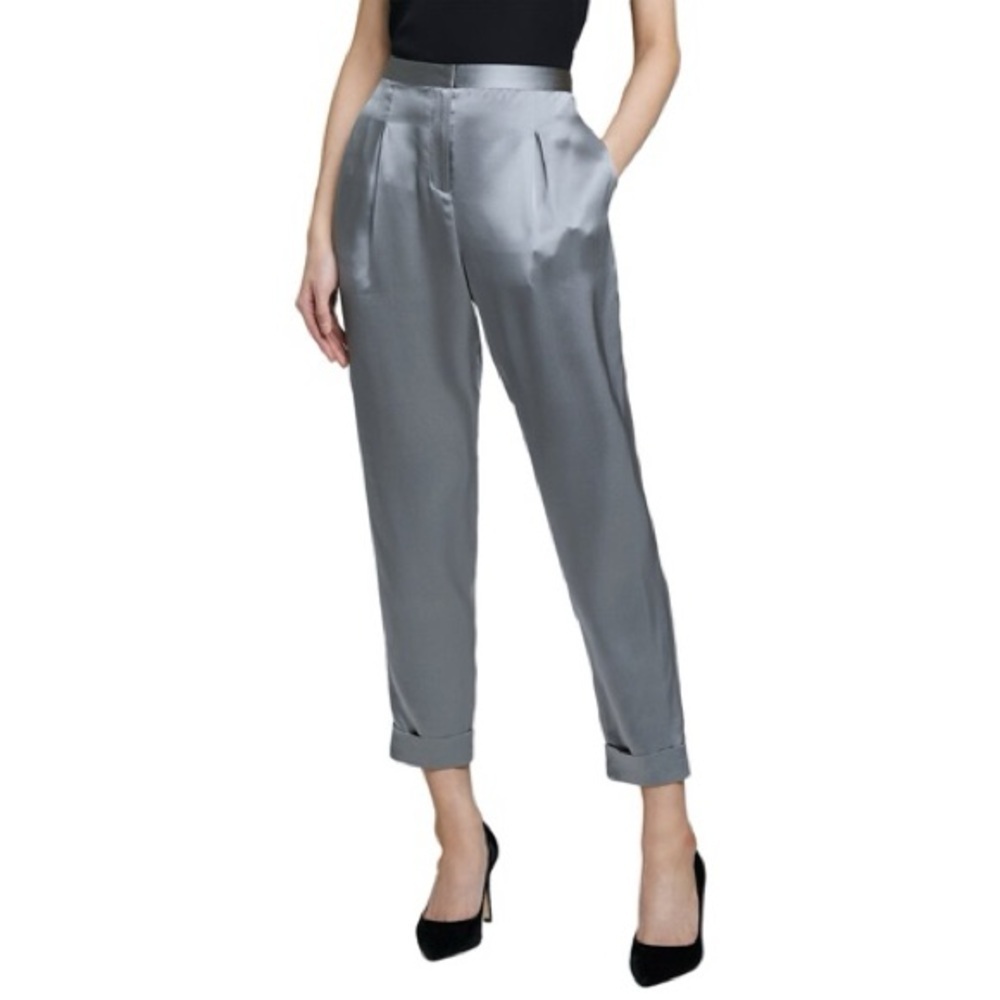l’agence Tennessee Cuffed Pants Silk Trousers in Storm Grey